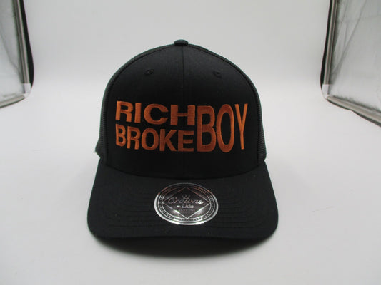 Crowns By Lids Hat Cap Snap Back Mens One Size Black Rich Broke Boy Trucker Mesh0