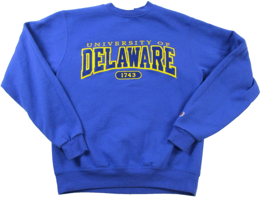 University Of Delaware Sweatshirt Mens Small Blue NCAA College Champion 17430