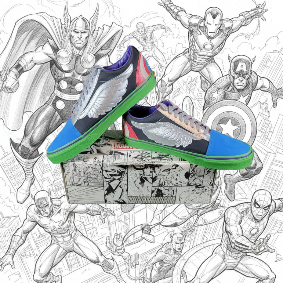 Size 11  VANS Marvel x Old Skool Avengers excellent condition with original box0