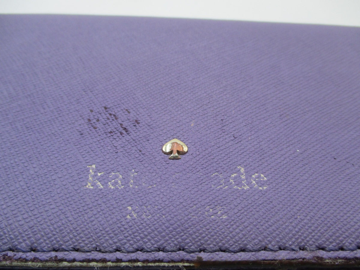 Kate Spade Wallet Womens One Size Purple Leather Zip Trifold ID Window1
