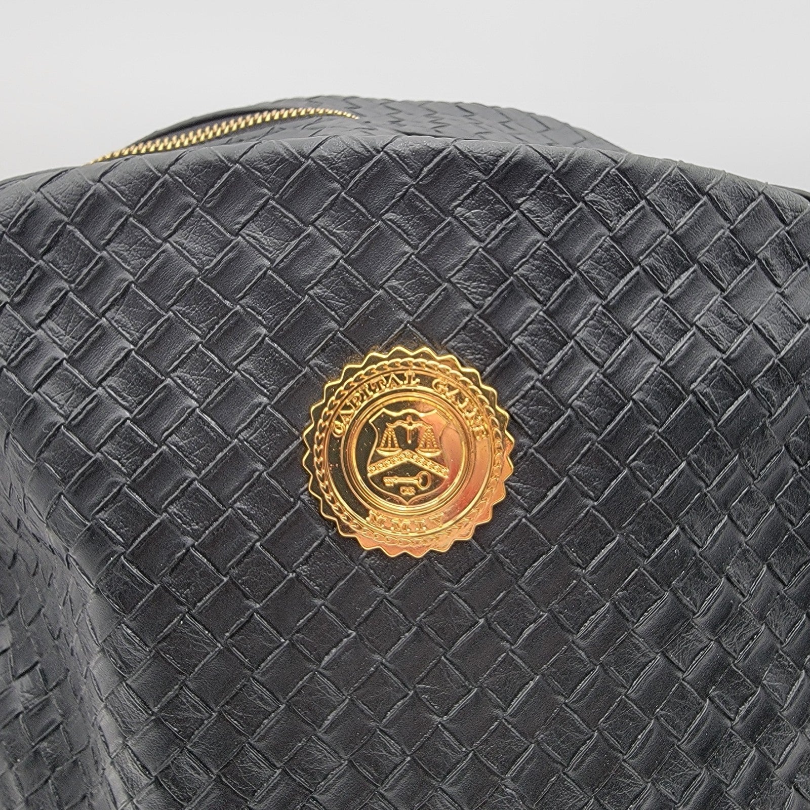 Capital Gains Black Woven Backpack + Strapback Hat Bundle NWT Gold Logo3