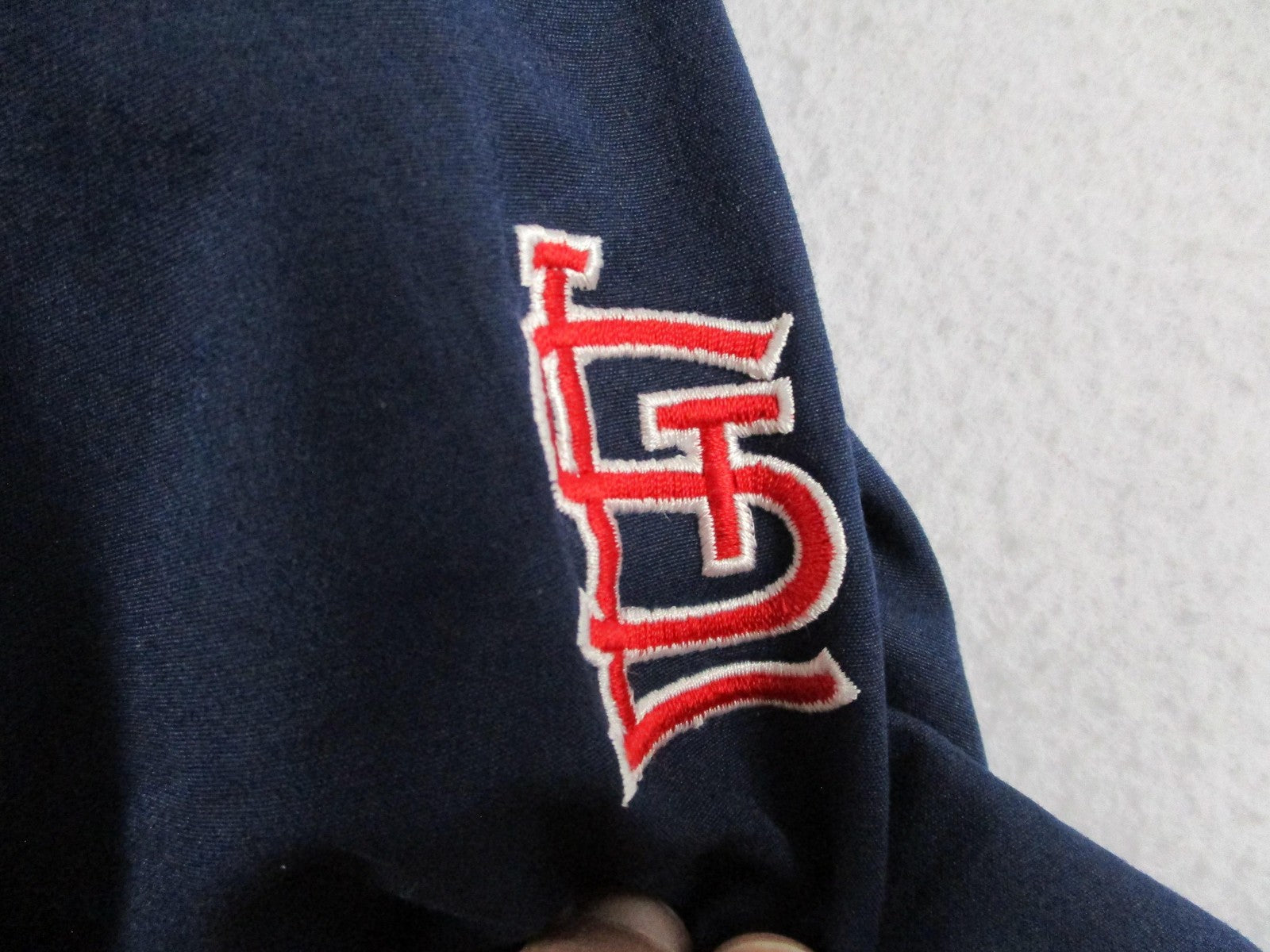 St. Louis Cardinals Jacket Mens Large Blue MLB Baseball Nike V Neck Pullover4