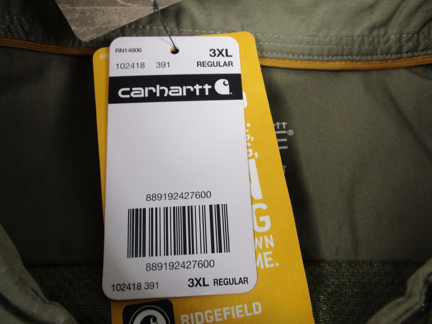 Carhartt Force Ridgefield Shirt Mens 3XL Green Long Sleeve Workwear