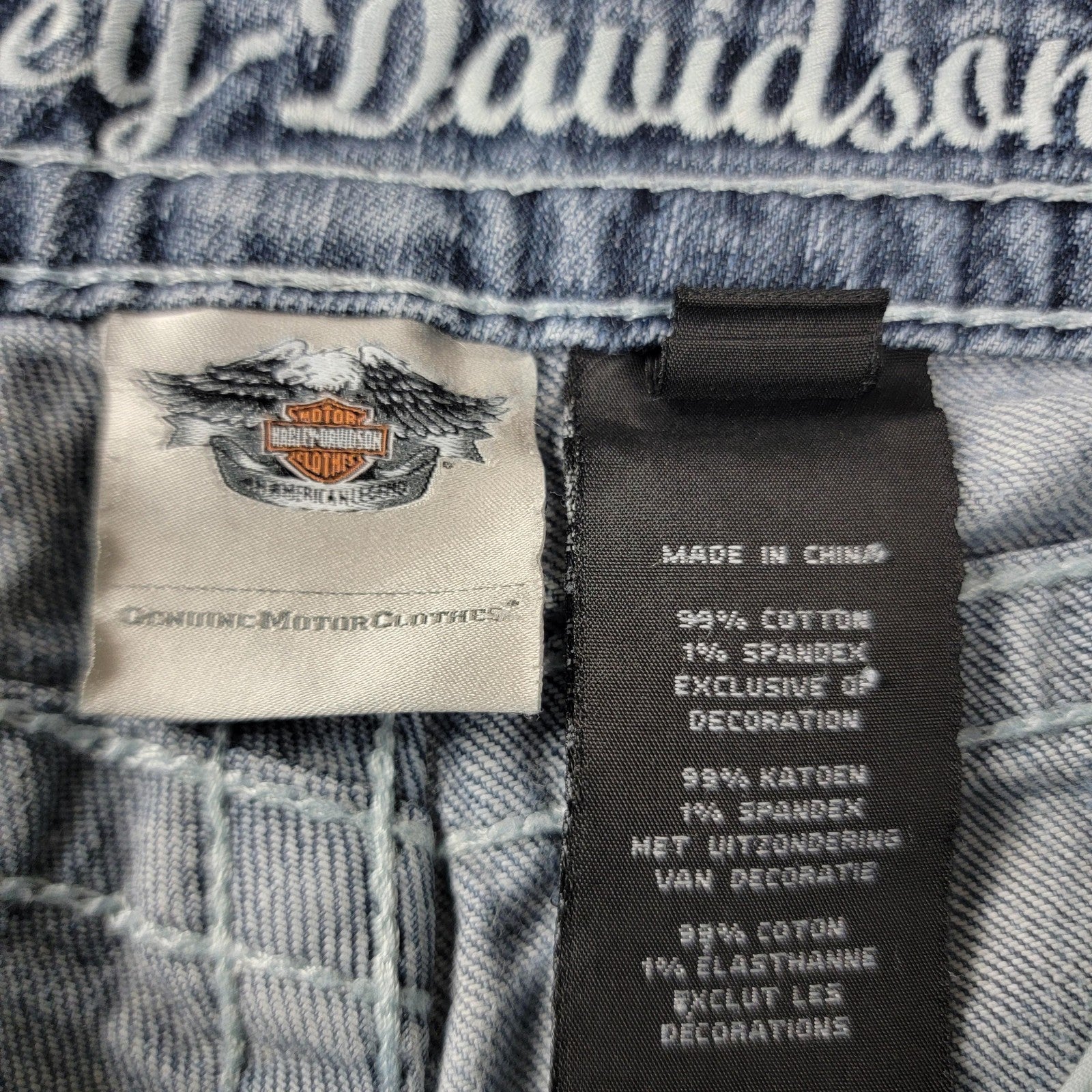 HarleyDavidson Jeans Womens 8 Blue Bootcut Distressed Denim Biker Pants