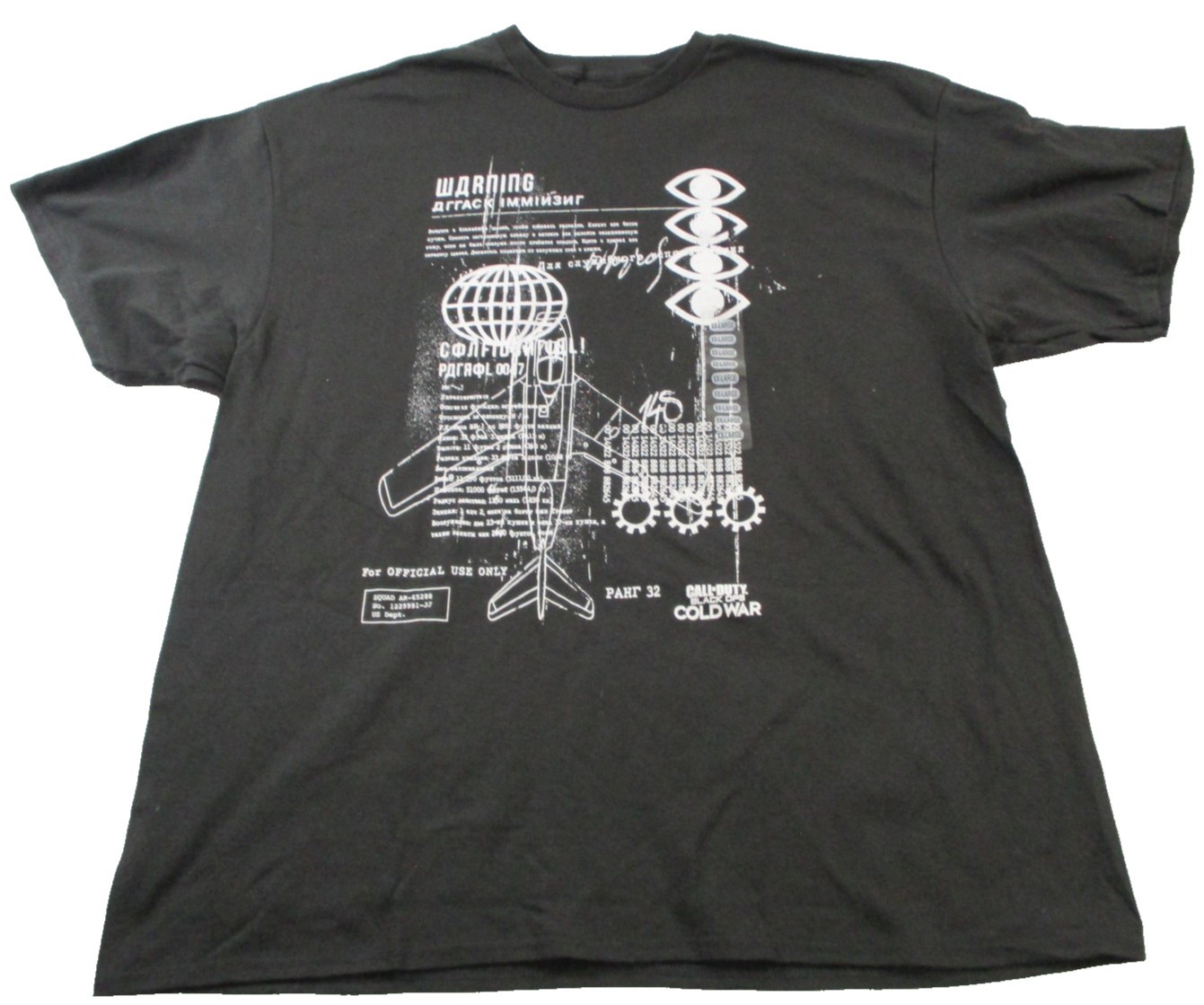 Call of Duty Black Ops Cold War Warning Spy Graphic Tee Black Mens 2XL 1535360