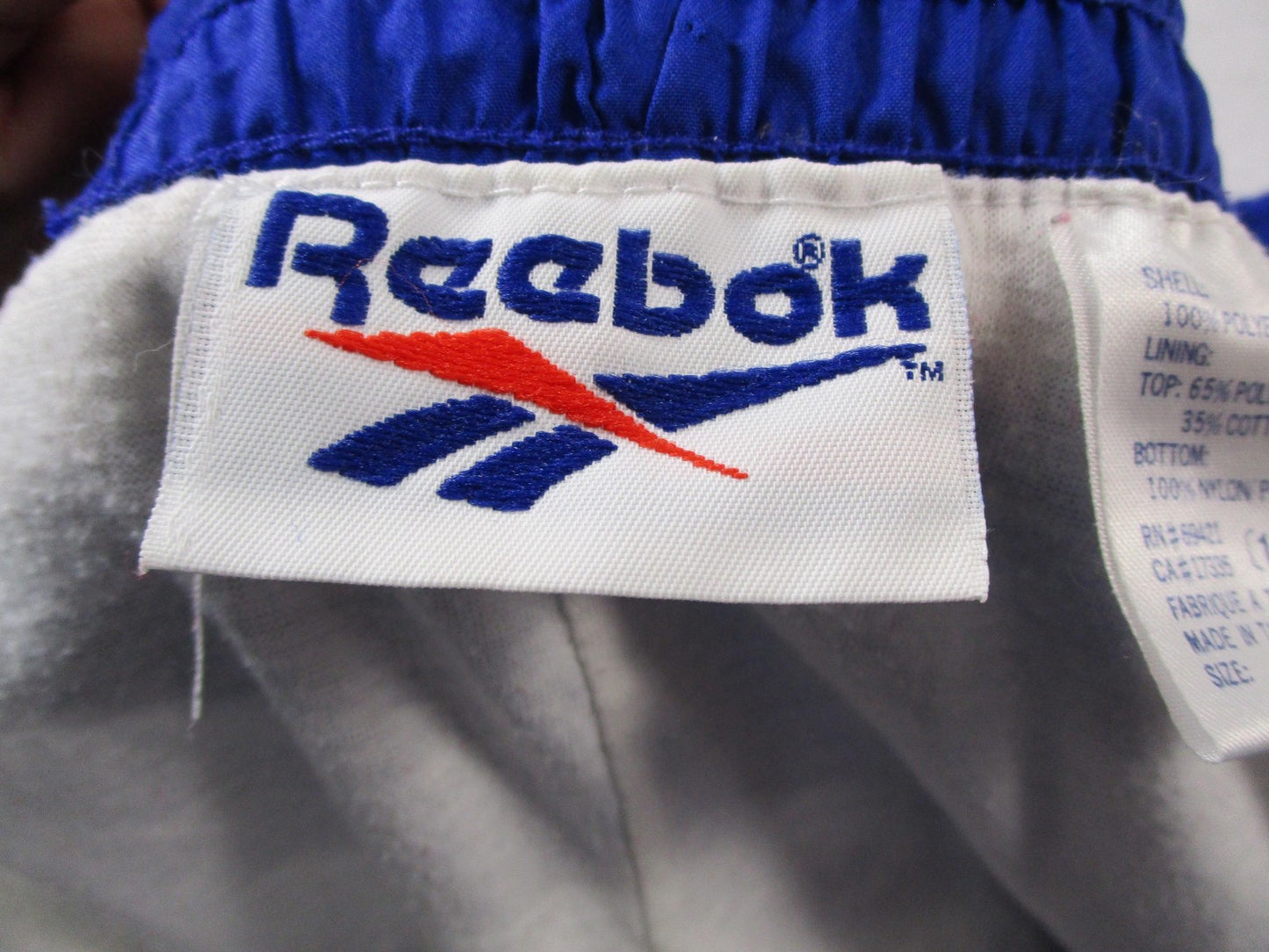 Vintage Reebok Track Pants Womens M Blue Warm Up Elastic Cuff Zip Pocket 14533
