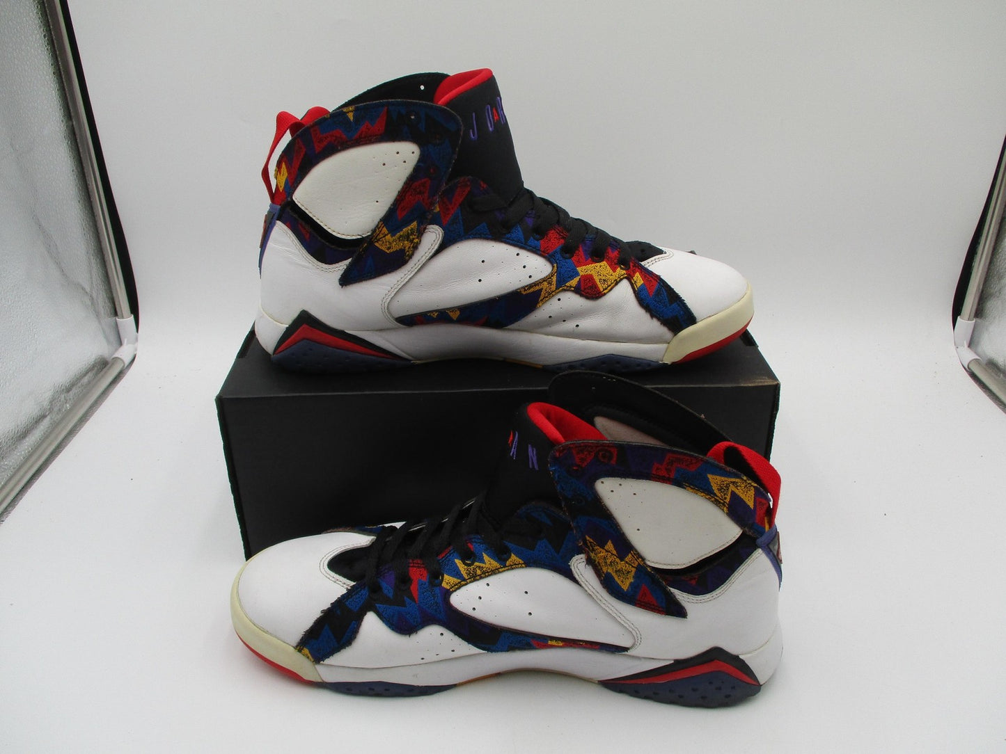 Nike Air Jordan 7 Retro Shoes Mens White Multicolor Sweater Nothing But Net 1J53