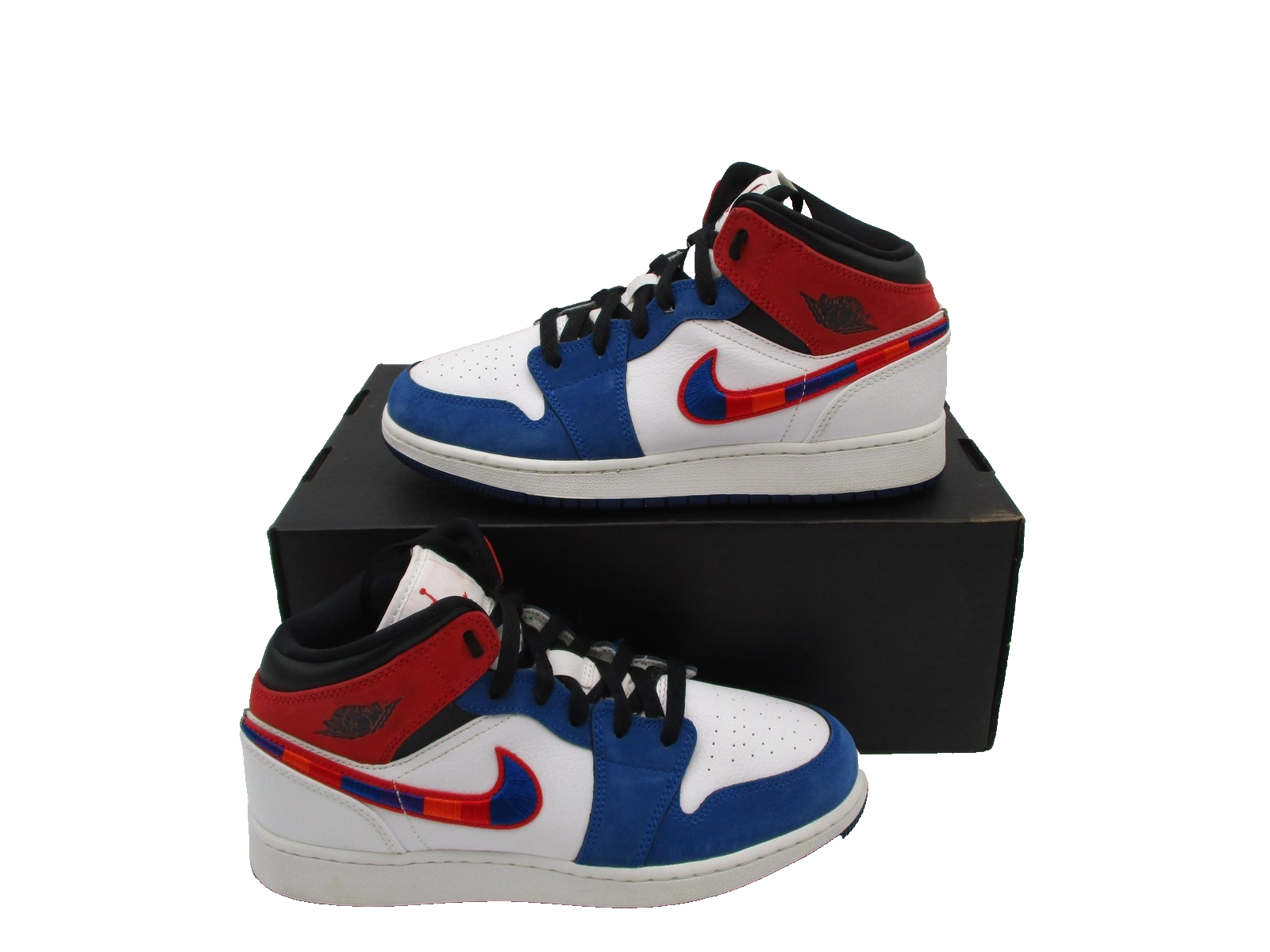 Nike Air Jordan 1 Mid SE Shoes Youth Size 6.5Y MultiColor Swoosh BQ6931146 1E51