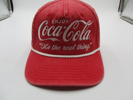 Coca-Cola Hat Cap Snap Back Mens One Size Red Enjoy It's The Real Thing Slogan0