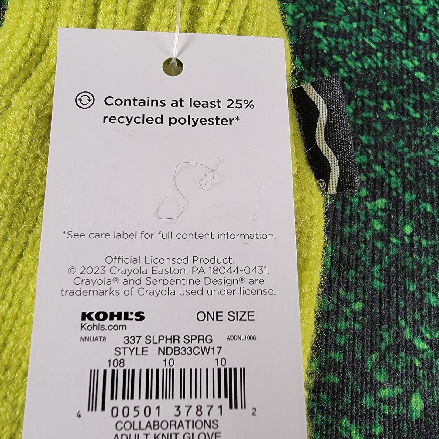 Crayola x Kohls Scarf, Hat and Gloves Winter Bundle Sulphur Green 3