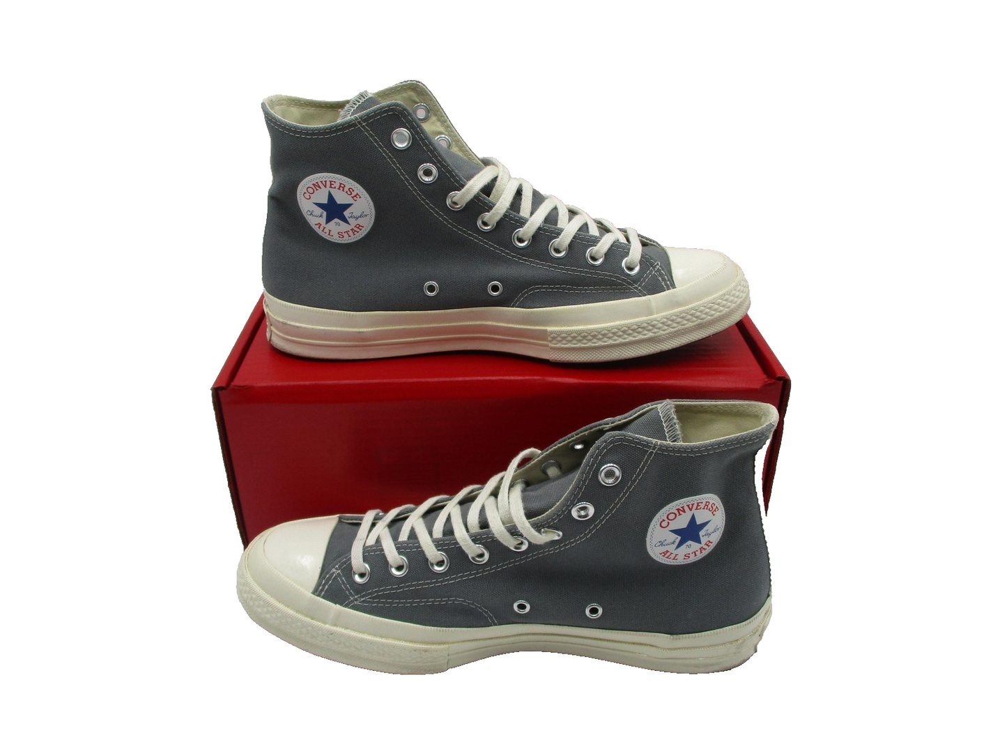 Converse x Comme des Garçons PLAY Chuck 70 Hi Shoes Mens Sz 10 Gray 171847C 1D23
