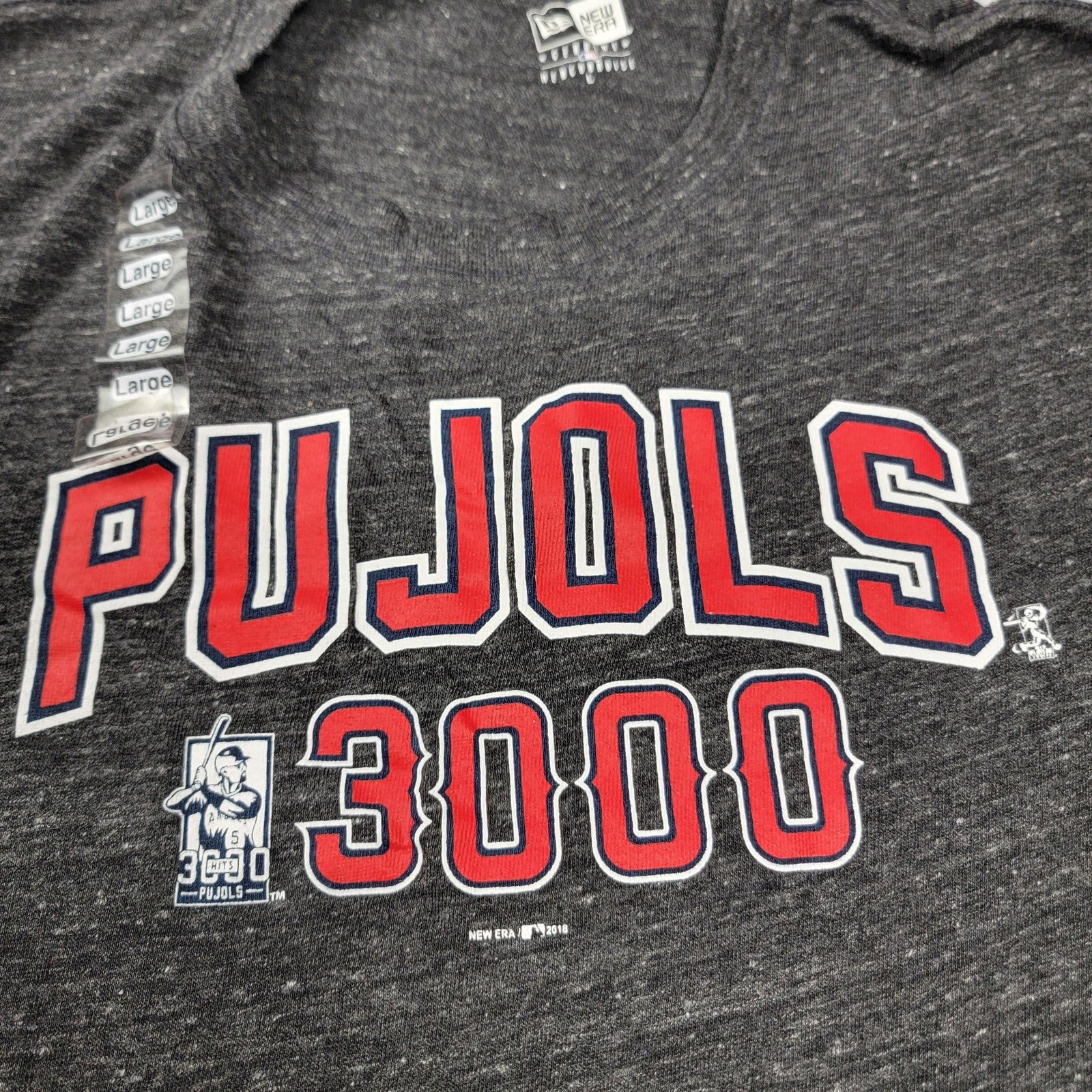 Albert Pujols 3000 Hits Shirt Mens Lg Charcoal MLB Baseball New Era Tee 1005064