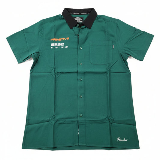 Primitive x My Hero Academia Katsuki Bakugo Button Up Green Sz S
