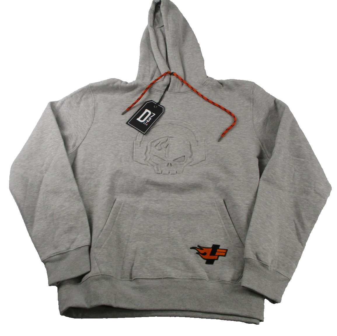 D73 USA Hot Wheels Hoodie Mens XL Gray Skull Graphic Pullover New