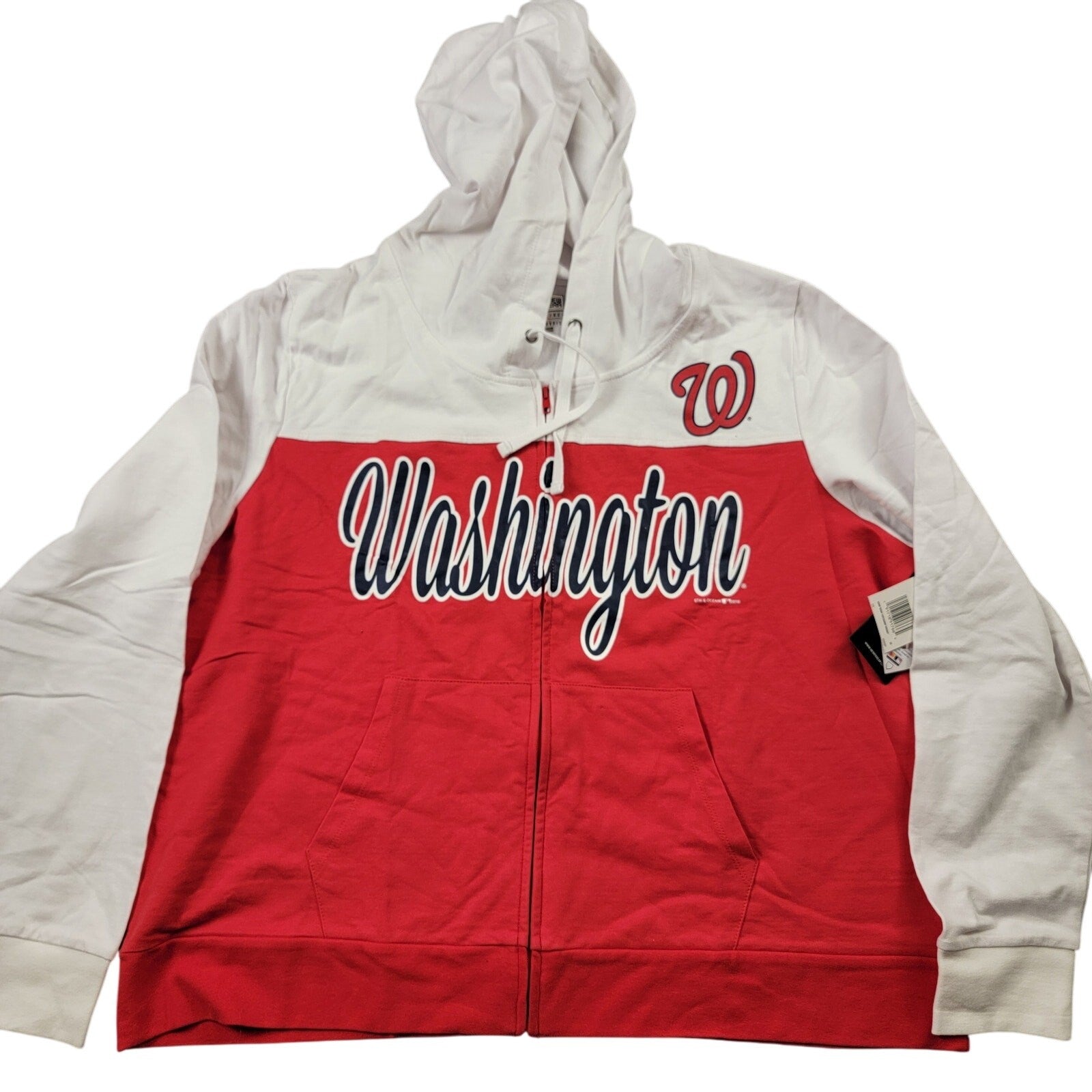 New Era MLB Washington Nationals Hoodie Mens 2XL Red White ZipUp Sweatshirt 5180