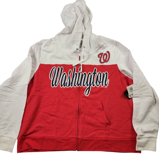 New Era MLB Washington Nationals Hoodie Mens 2XL Red White ZipUp Sweatshirt 5180