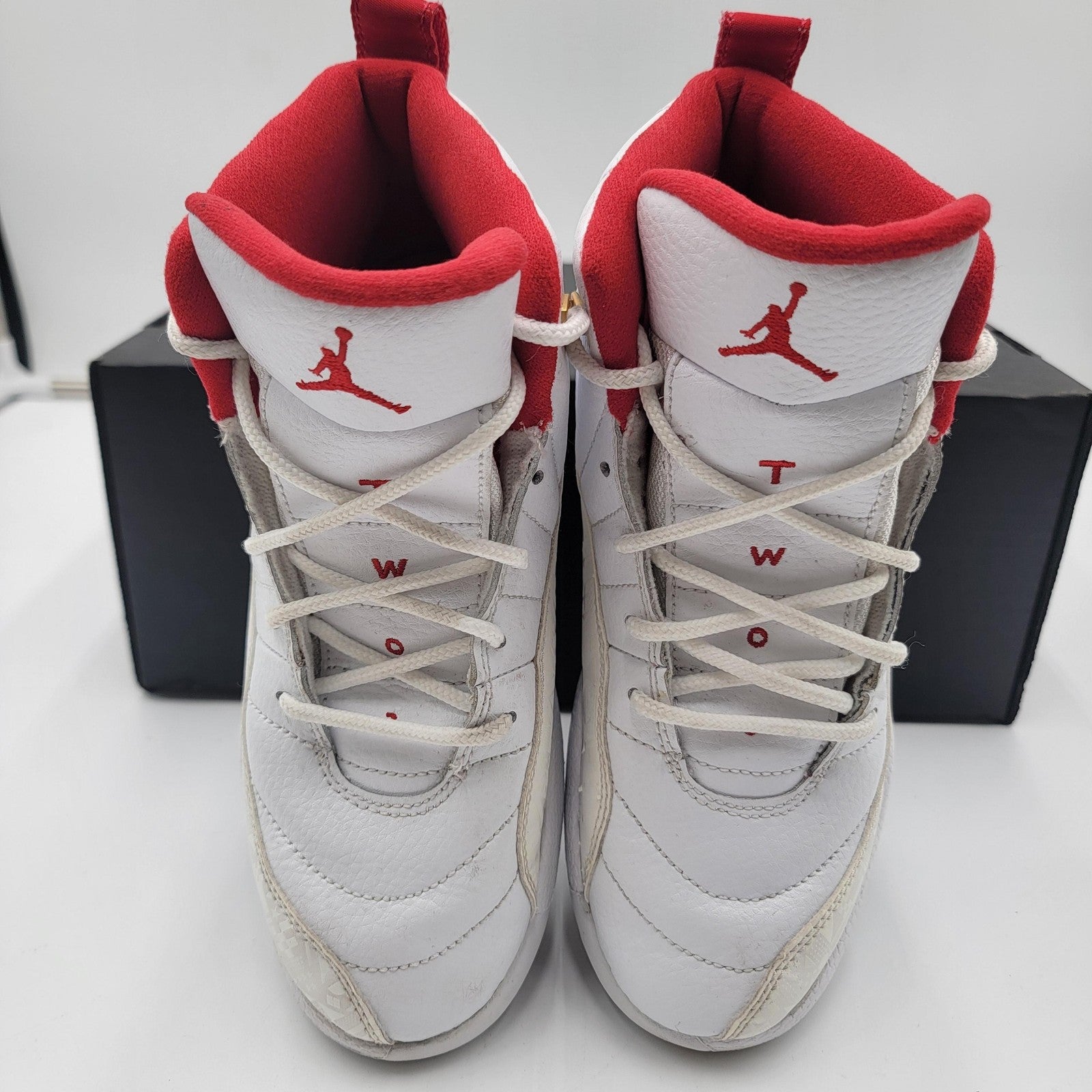 Air Jordan 12 FIBA Shoes Youth Sz 3Y Retro Basketball White/Red 151186-107