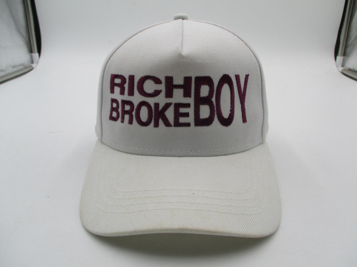 Crowns By Lids Hat Cap Snap Back Mens One Size White Rich Broke Boy Funny Slogan0