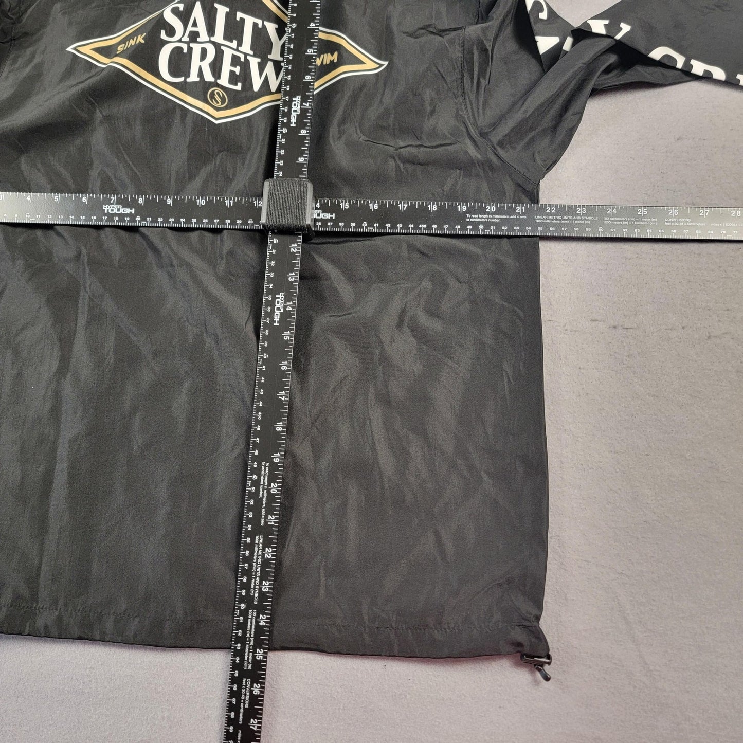 Salty Crew Jacket Unisex Medium Black Windbreaker Hooded Full Zip Swim Surf Logo4