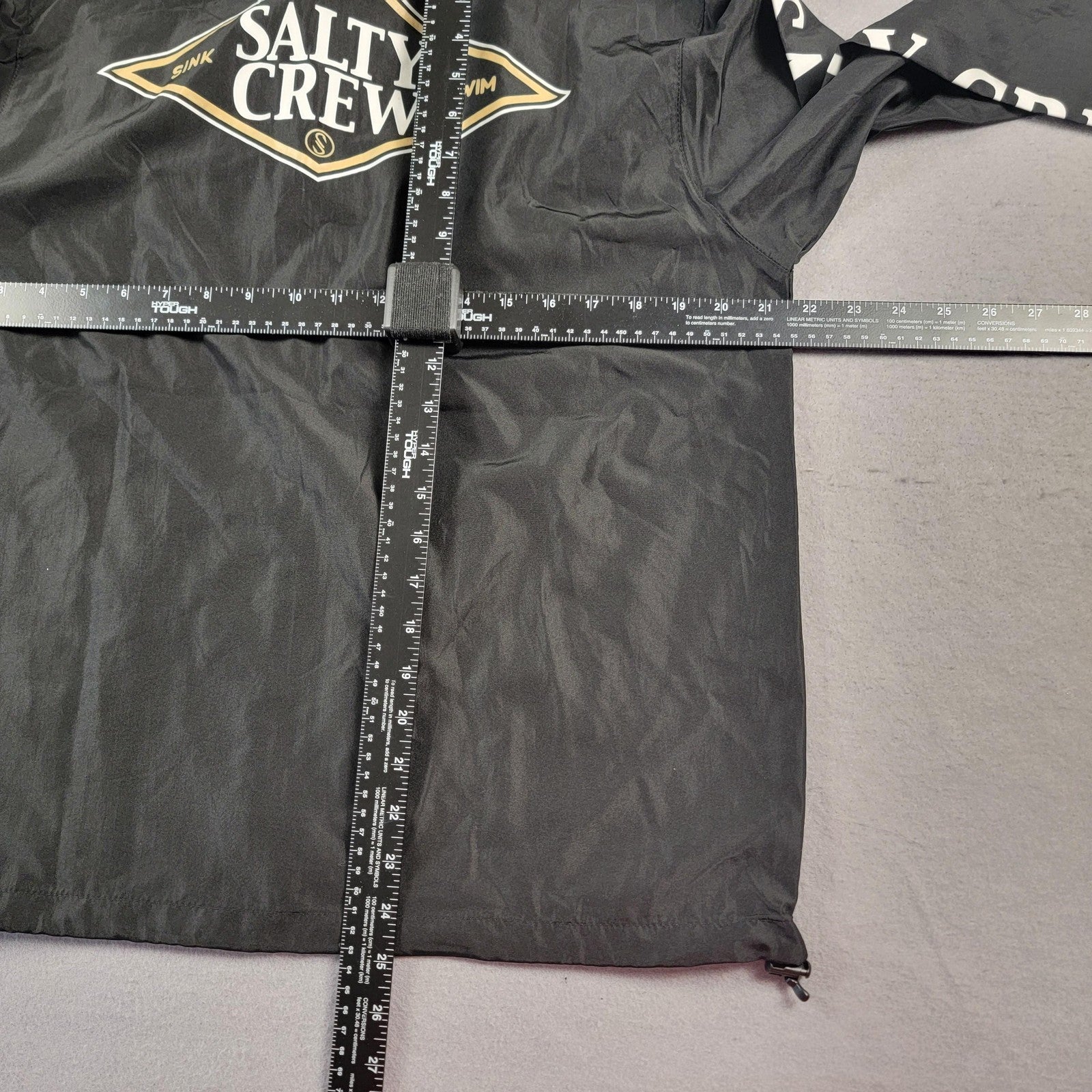 Salty Crew Jacket Unisex Medium Black Windbreaker Hooded Full Zip Swim Surf Logo4