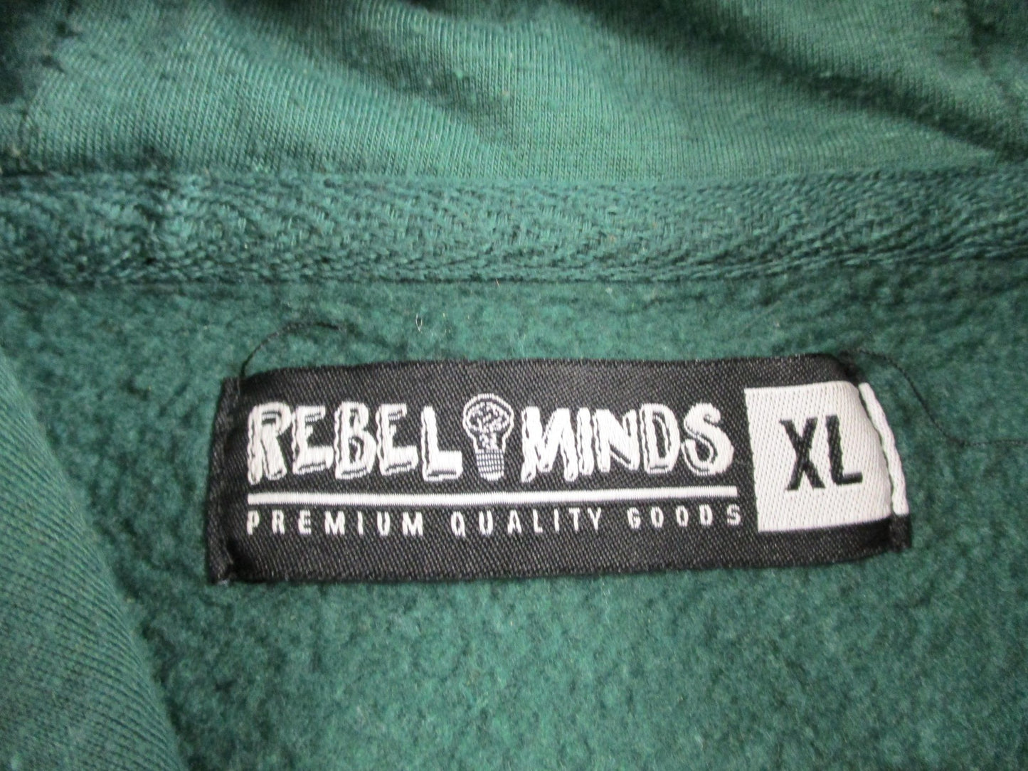 Rebel Minds Hoodie Mens XL Green Pullover Sweatshirt Fearless Rhinestone Graphic2