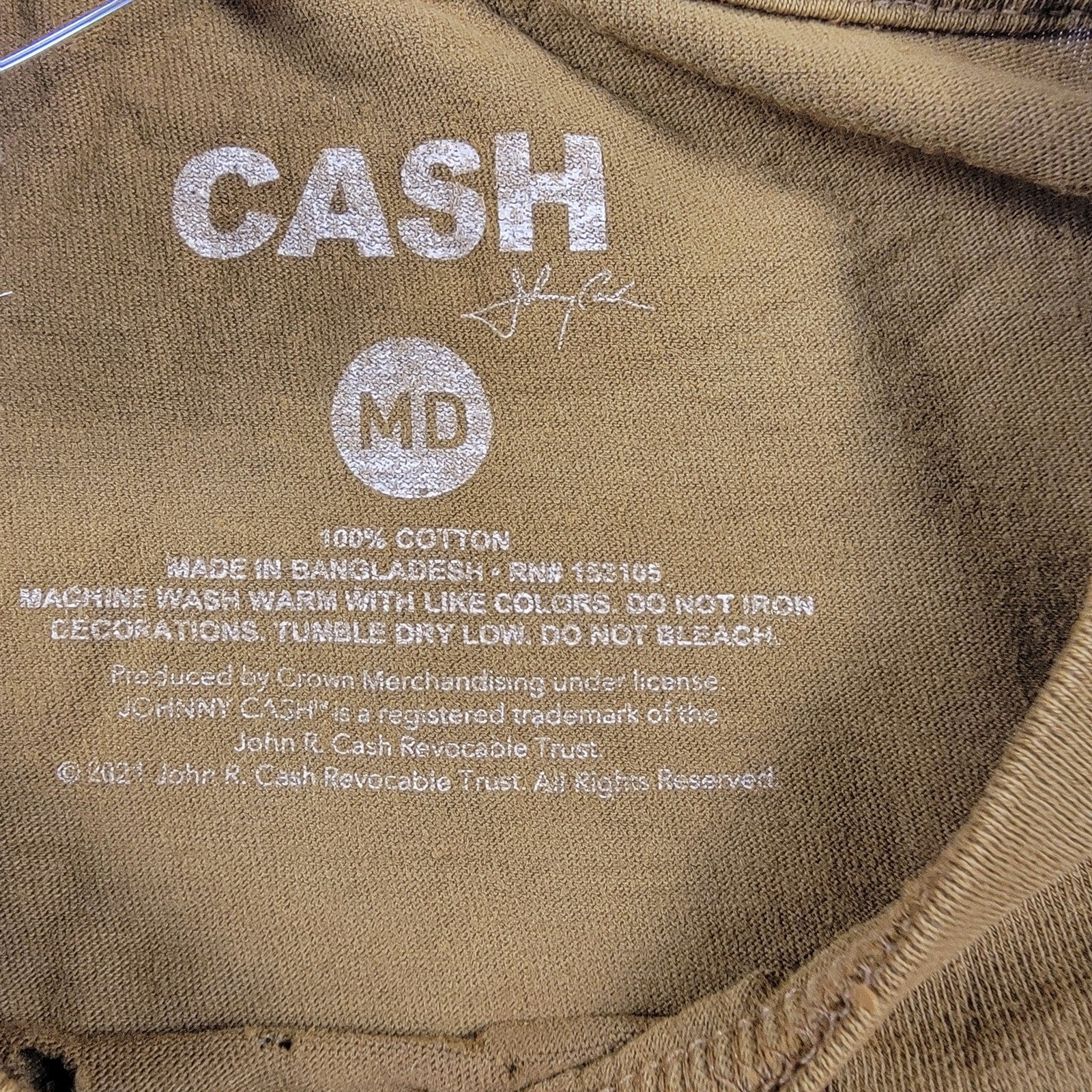 Buckle x Johnny Cash Distressed Mens Tshirt Brown Sz M2