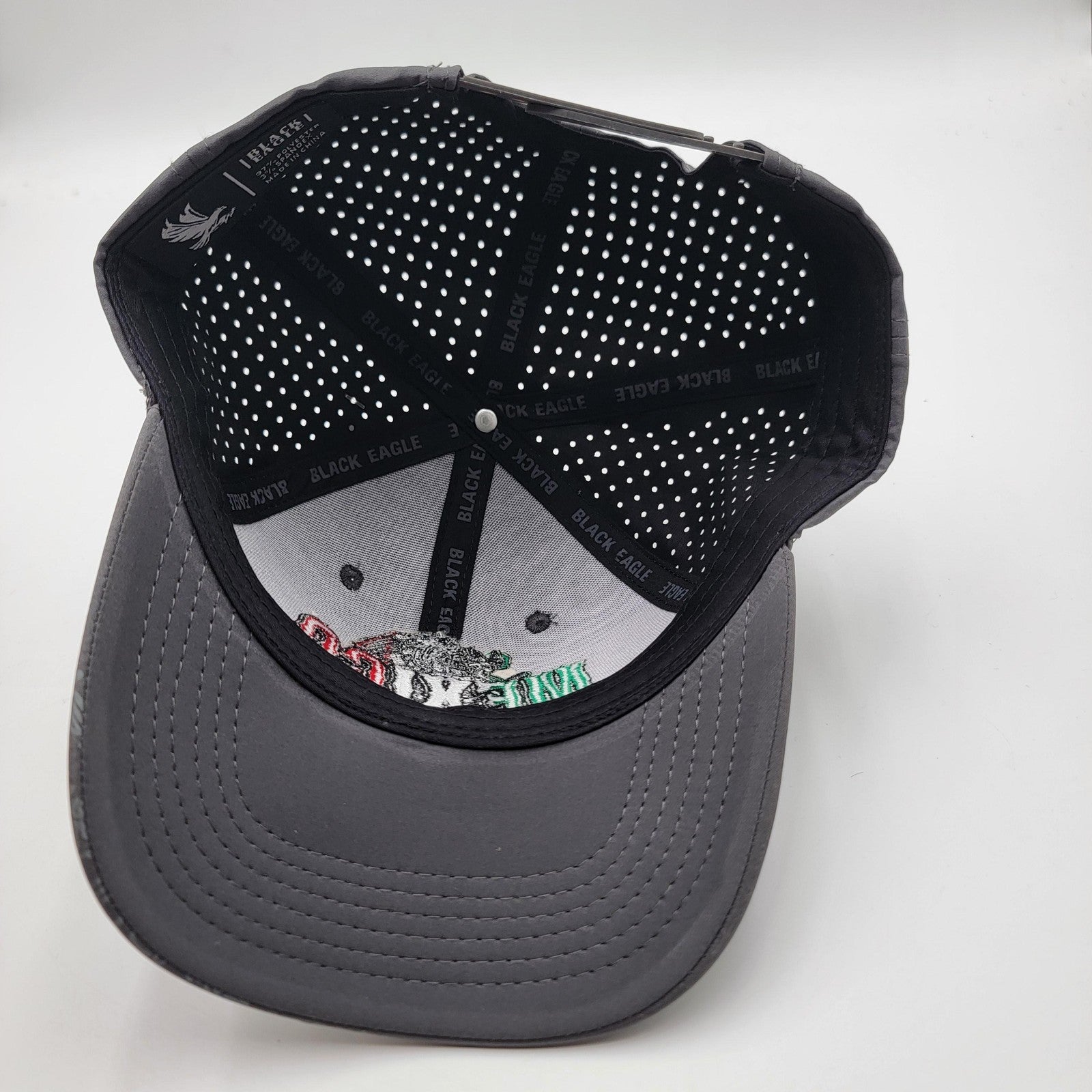 Mexico Hat Cap Snap Back Gray Black Eagle Embroidered Perforated Trucker Mens7