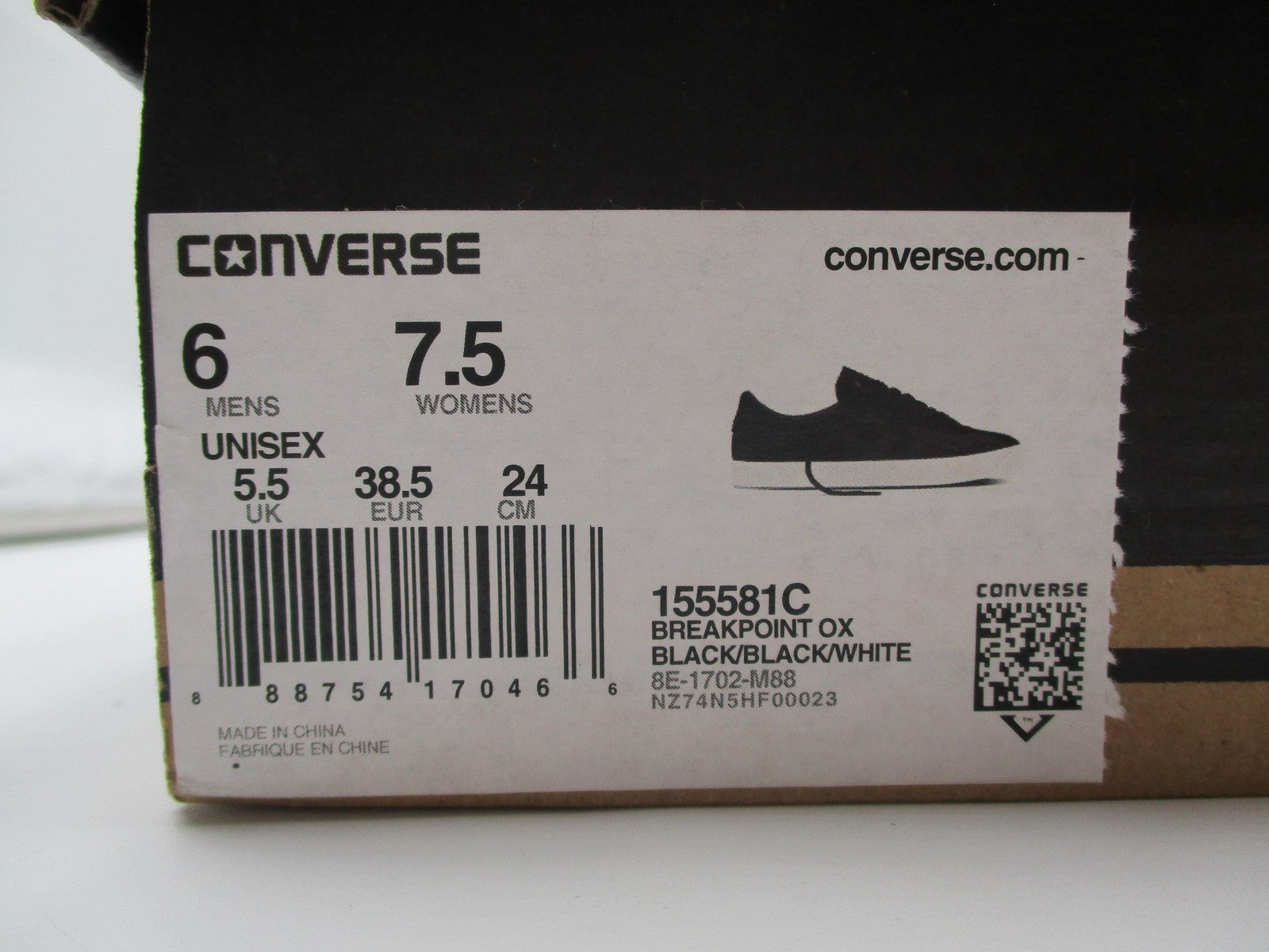 Converse Breakpoint Ox Shoes Mens Sz 6 Womens 7.5 Black White Sneakers 155581C14