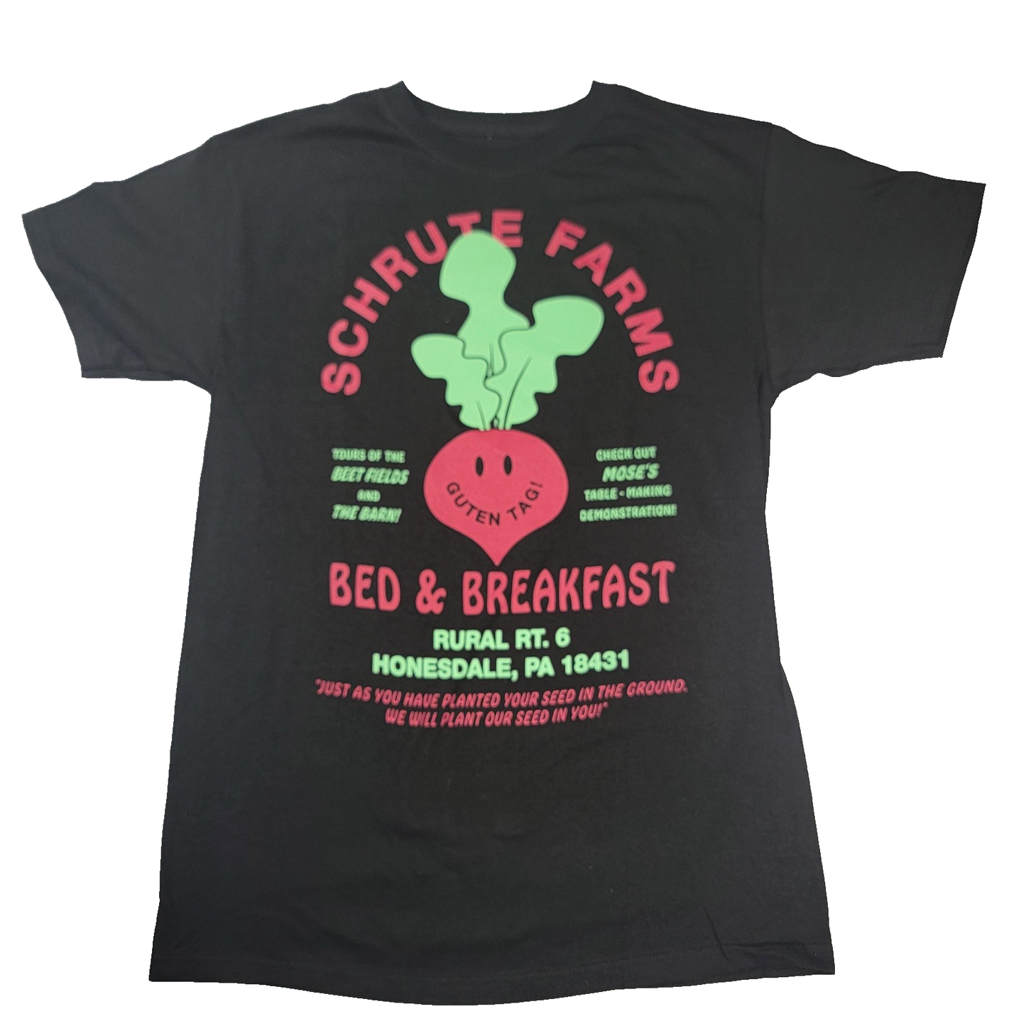 The Office Schrute Farms Tee Mens Med Black TV Show Graphic Bed & Breakfast 10310