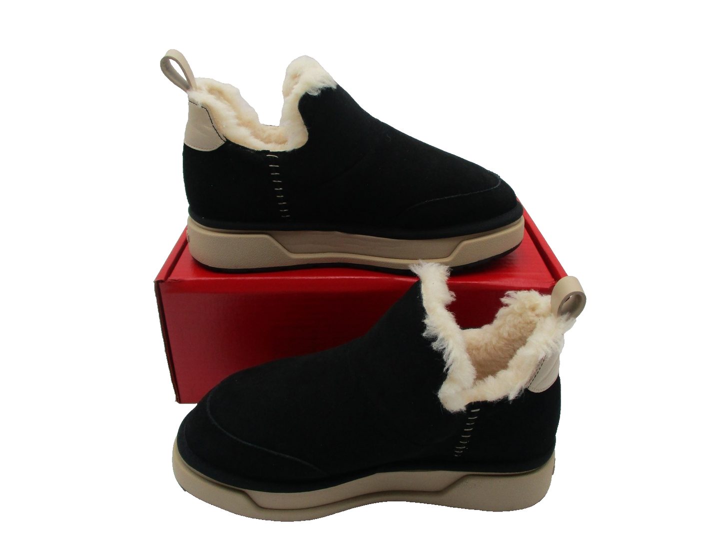 Amiri Malibu Boots Womens Size 10 Black Tan Shearling Slip On Suede platform 1I93