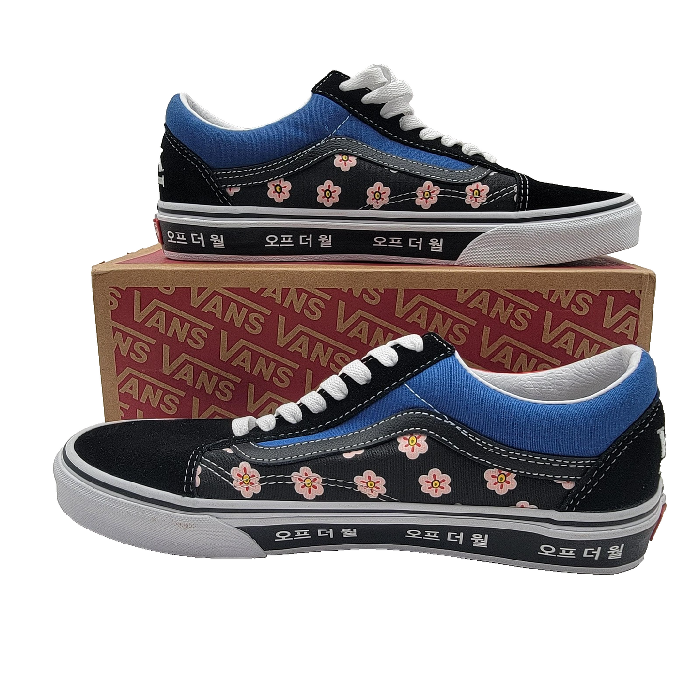 Vans Old Skool Shoes Zebra/Cherry Blossom Korean Typography