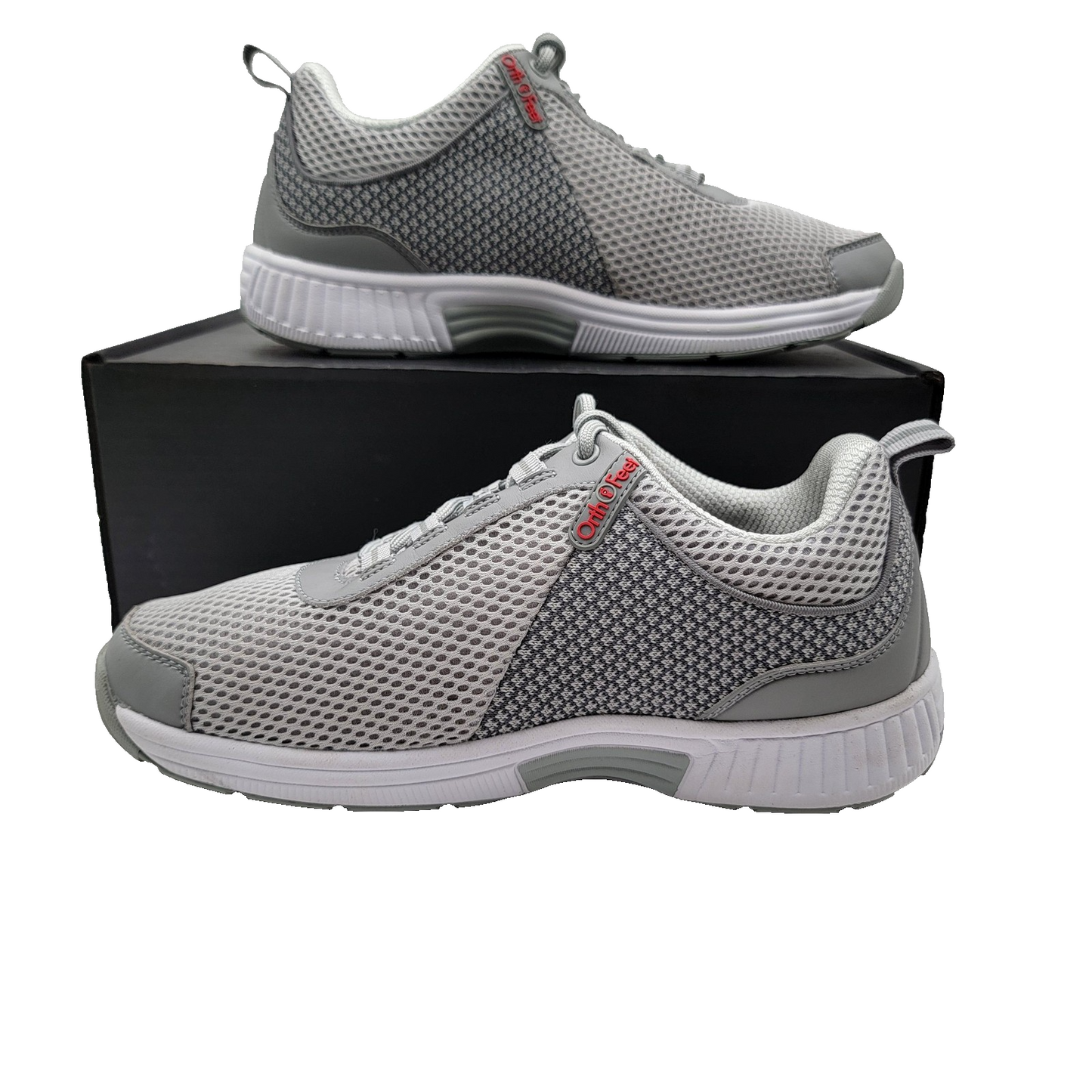 Orthofeet Shoes Men Sz 8 Wide Gray Walking Comfort Mesh Diabetic Sneakers 2E 2631
