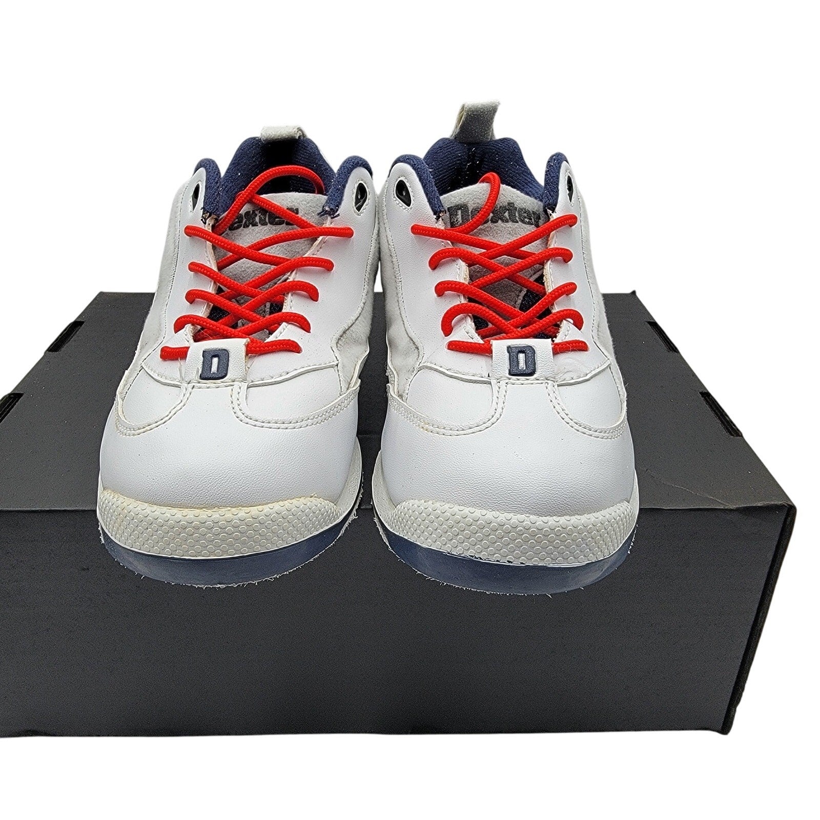 Dexter Men Bowling B8958 Size 7.5 White Blue Lace Up Low Top Sneakers