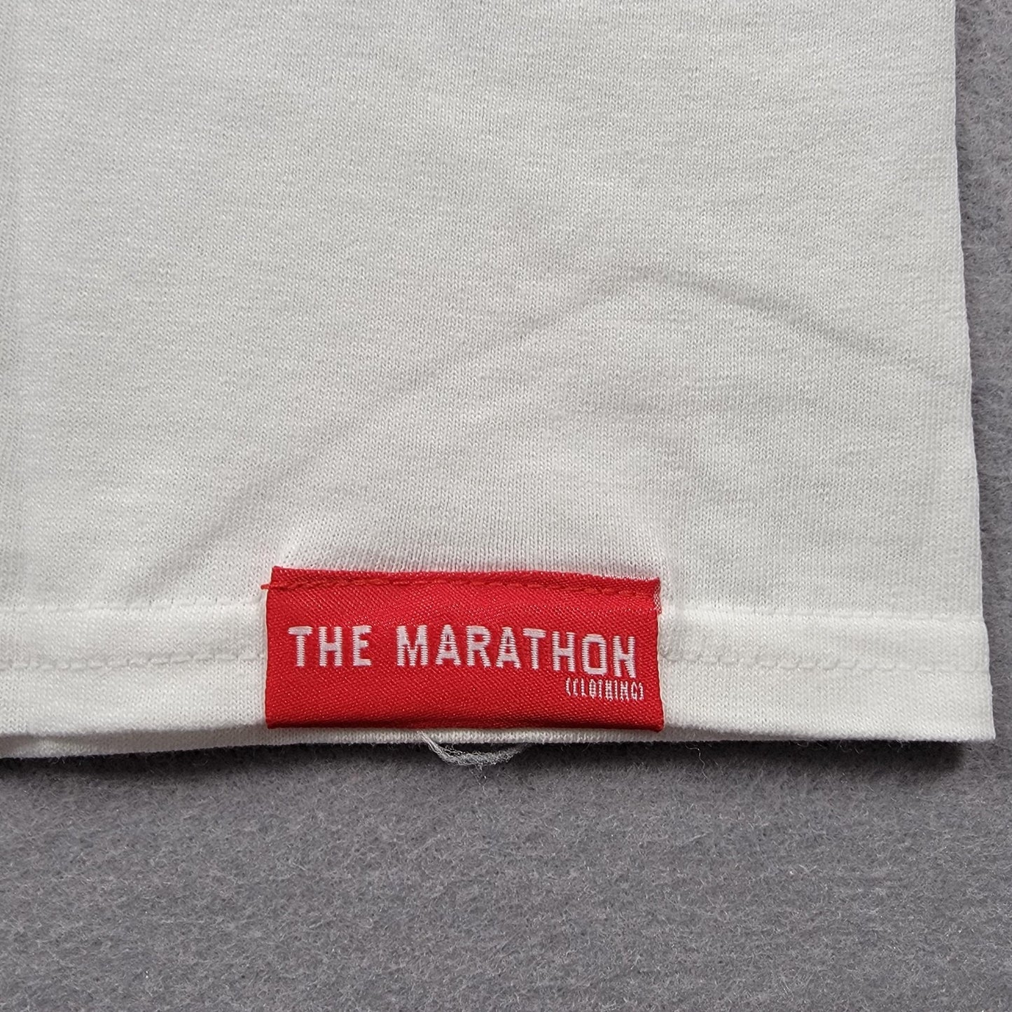 The Marathon Clothing TMC Shirt Mens Small White Graphic Tee Logo Run A Lap4