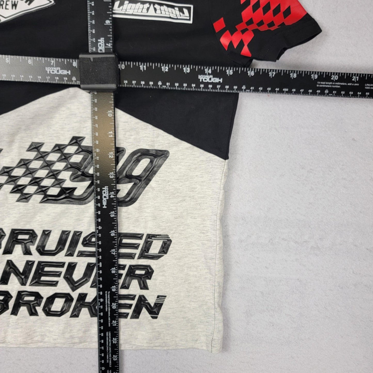 First Row Shirt Mens Med Black Gray Racing Patches Graphic 1st Row Crew New 11403