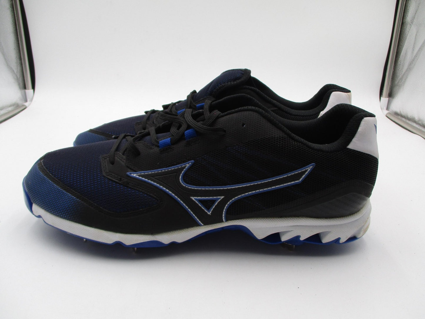 Mizuno Baseball Cleats Shoes Mens Size 14 Blue Black Metal Spikes Athletic1
