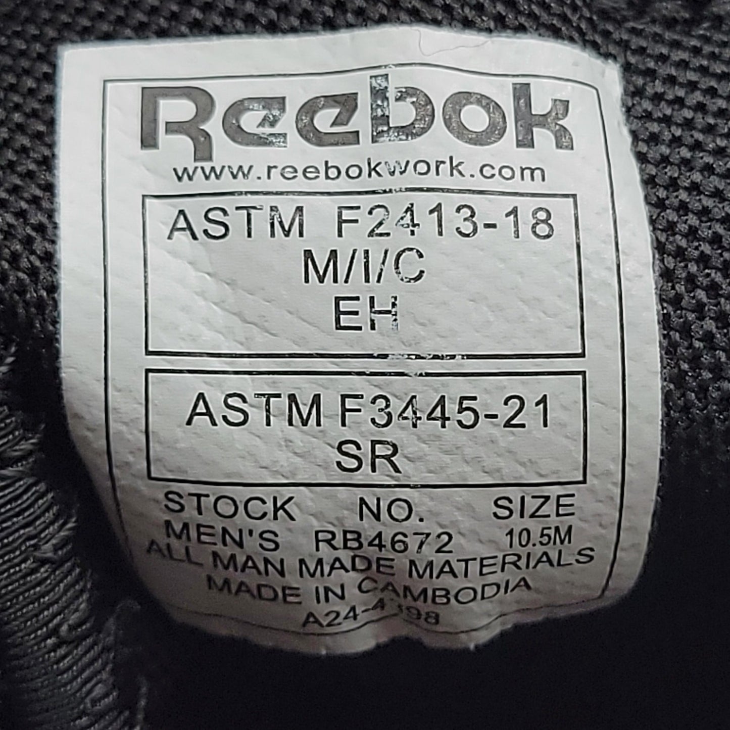 Reebok Astrostride Strike Black Athletic Work Shoe Mens Sz 10.5M RB46725