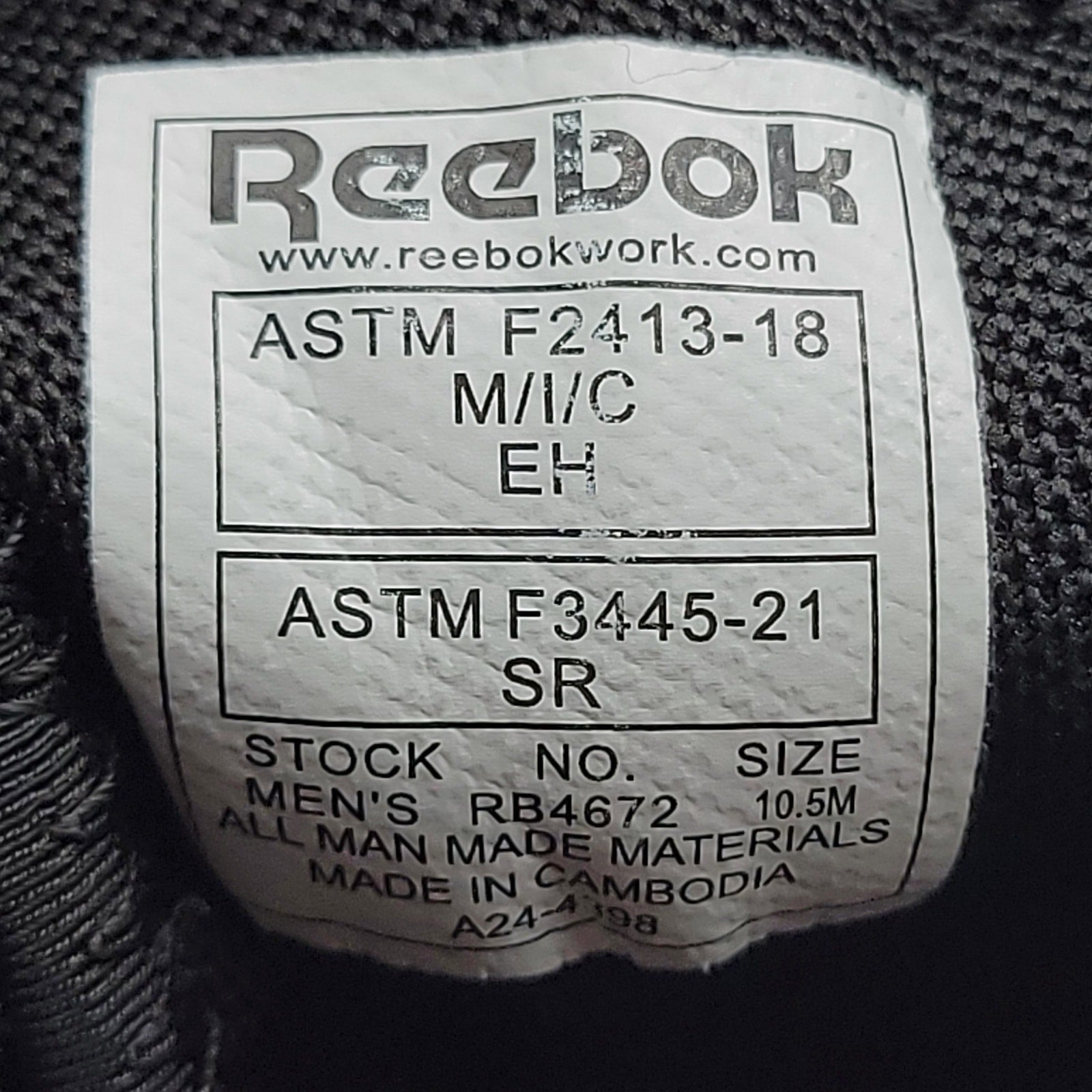 Reebok Astrostride Strike Black Athletic Work Shoe Mens Sz 10.5M RB46725