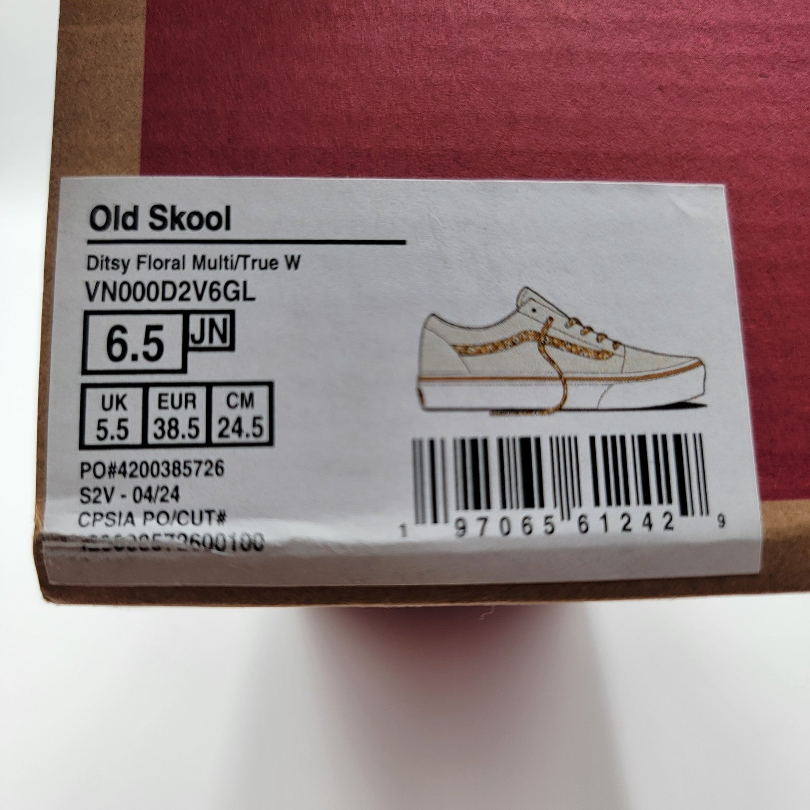 Vans Kids Old Skool Ditsy Floral Multi/True White Shoe Kids Junior Sz 6.5 NIB10