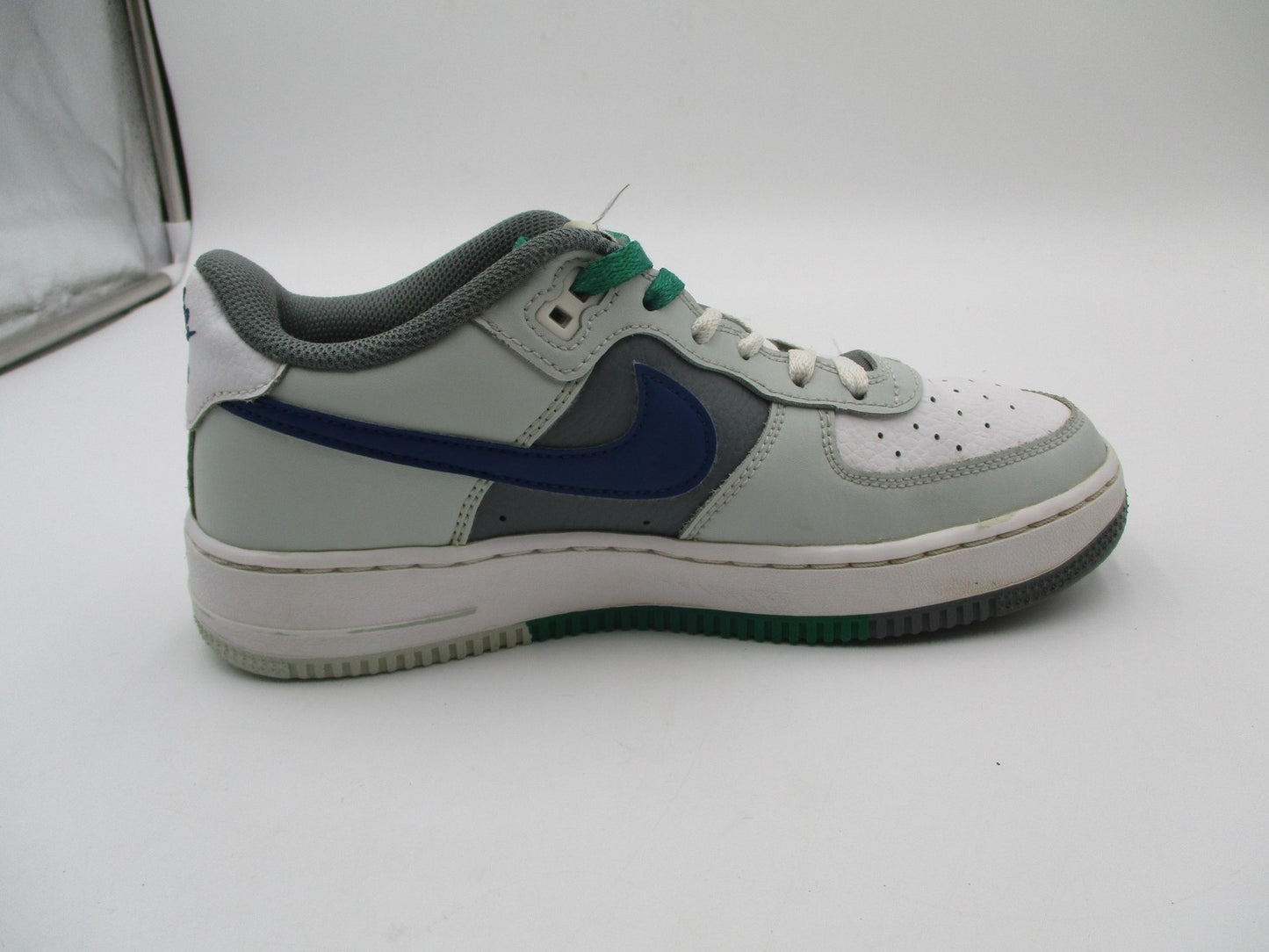 Nike Air Force 1 Low Shoes Youth Size 6Y Gray Green Blue Sneakers FB9035-0017