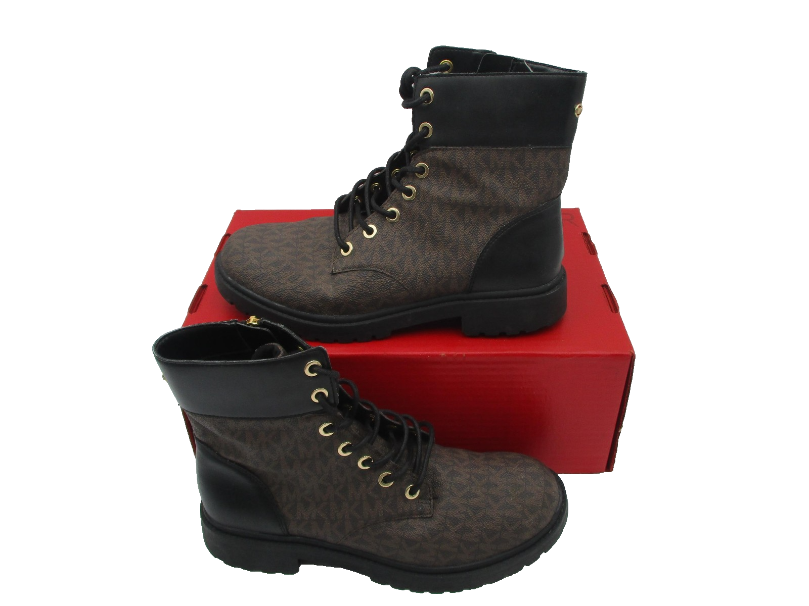 Michael Kors Boots Womens Size 8 Brown Logo Combat Lace Up Ankle LS21J (1R2)2