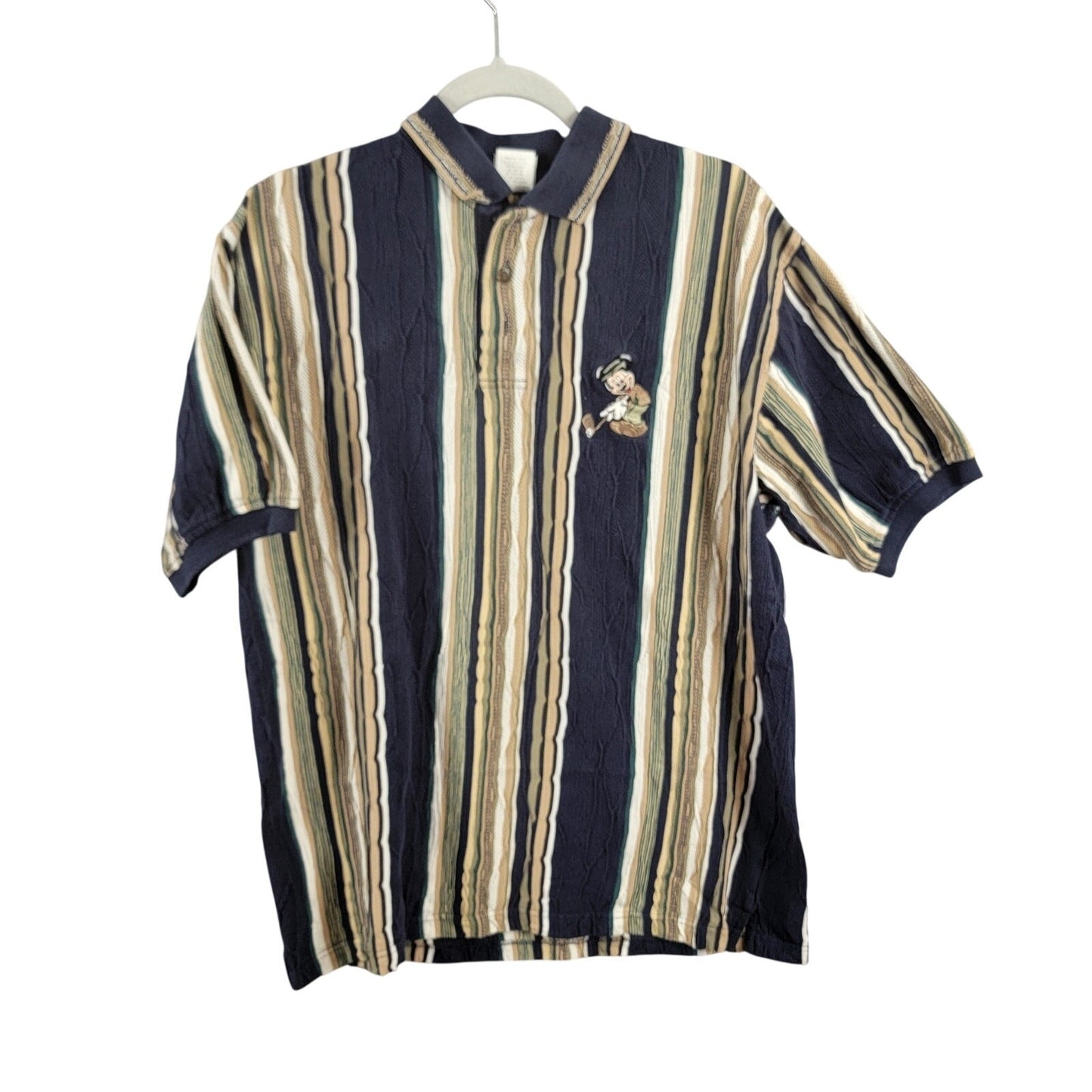Vintage Disney Catalog Mickey Mouse Golf Polo Shirt Mens Large Striped 2410