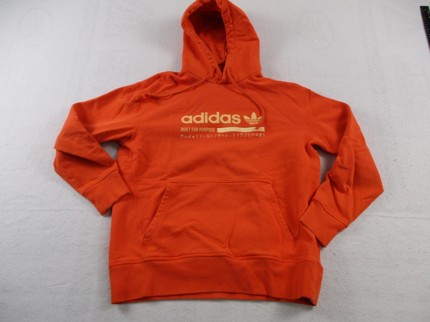 Adidas Hoodie Mens Medium Orange Fleece Sweatshirt Built For Purpose Trefoil0