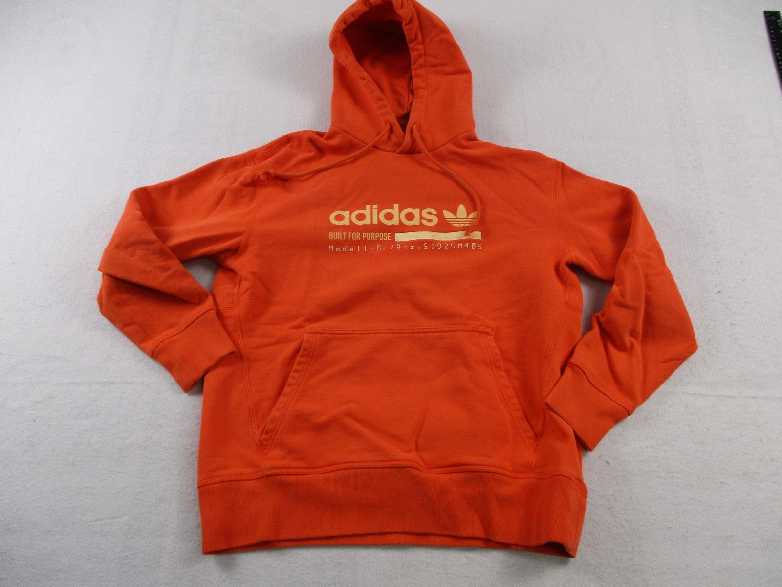 Adidas Hoodie Mens Medium Orange Fleece Sweatshirt Built For Purpose Trefoil0