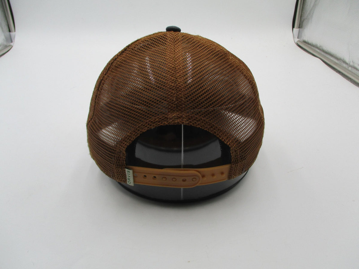 Orvis Hat Cap Snap Back Mens One Size Gray Brown Trucker Mesh Tackle Patch5