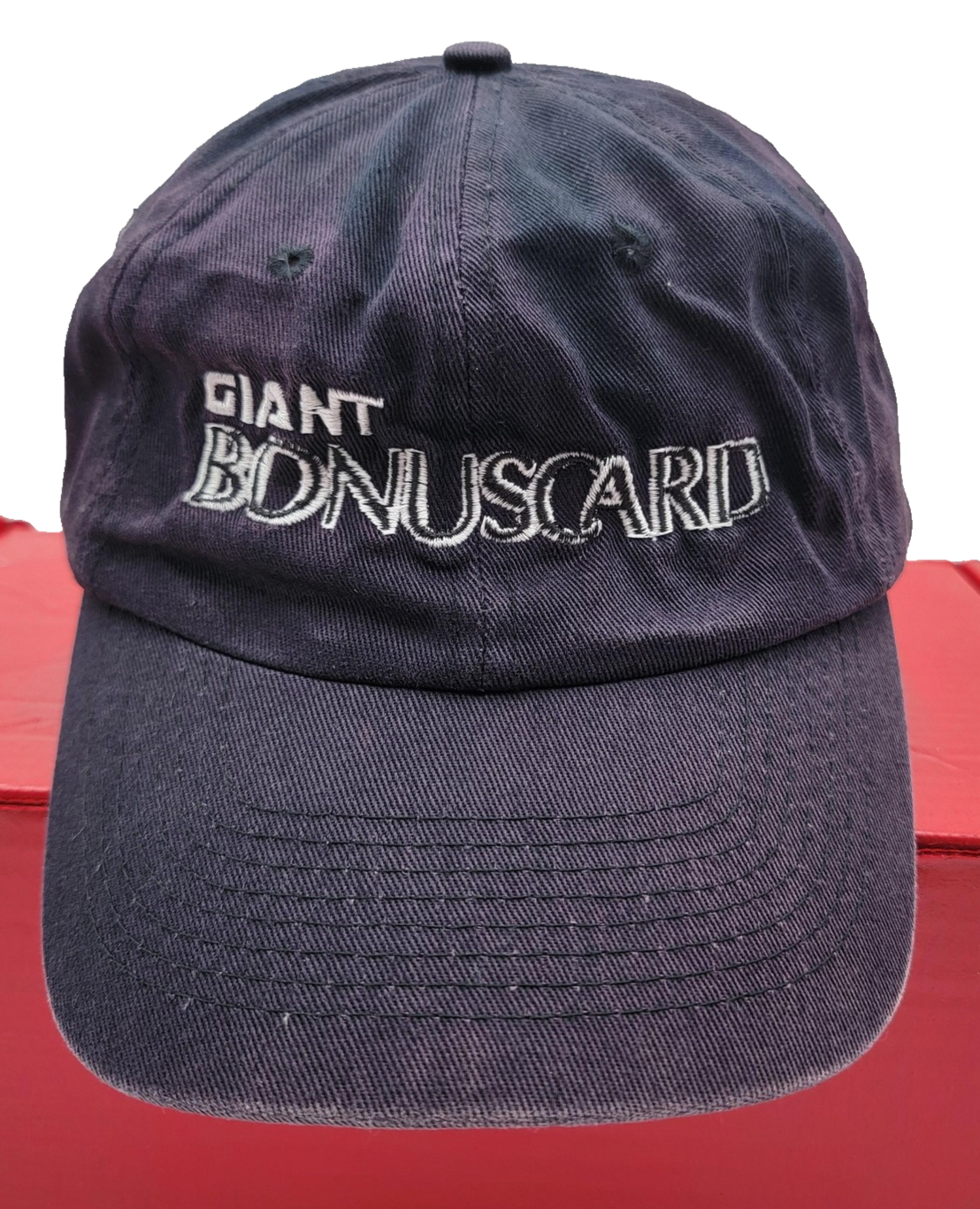 Giant Bonuscard Hat Cap Snap Back Navy Blue Embroidered Promo Advertising Mens0