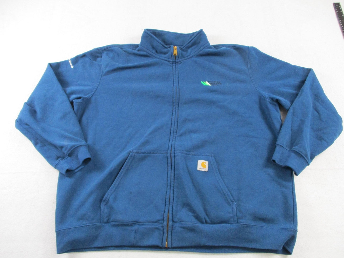 Carhartt Sweatshirt Mens 2XL Blue Full Zip Fleece Original Fit Logo Workwear0