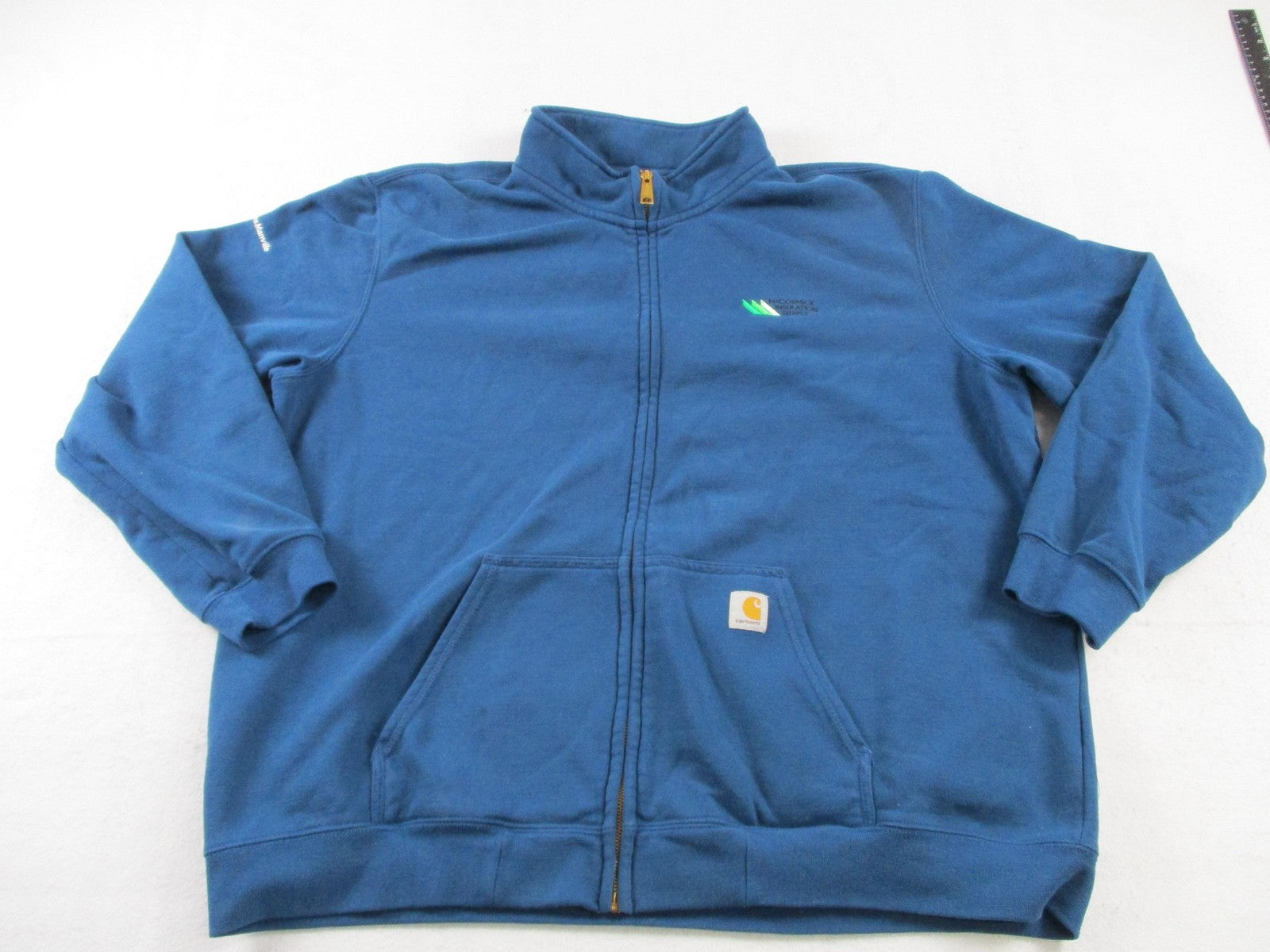 Carhartt Sweatshirt Mens 2XL Blue Full Zip Fleece Original Fit Logo Workwear0