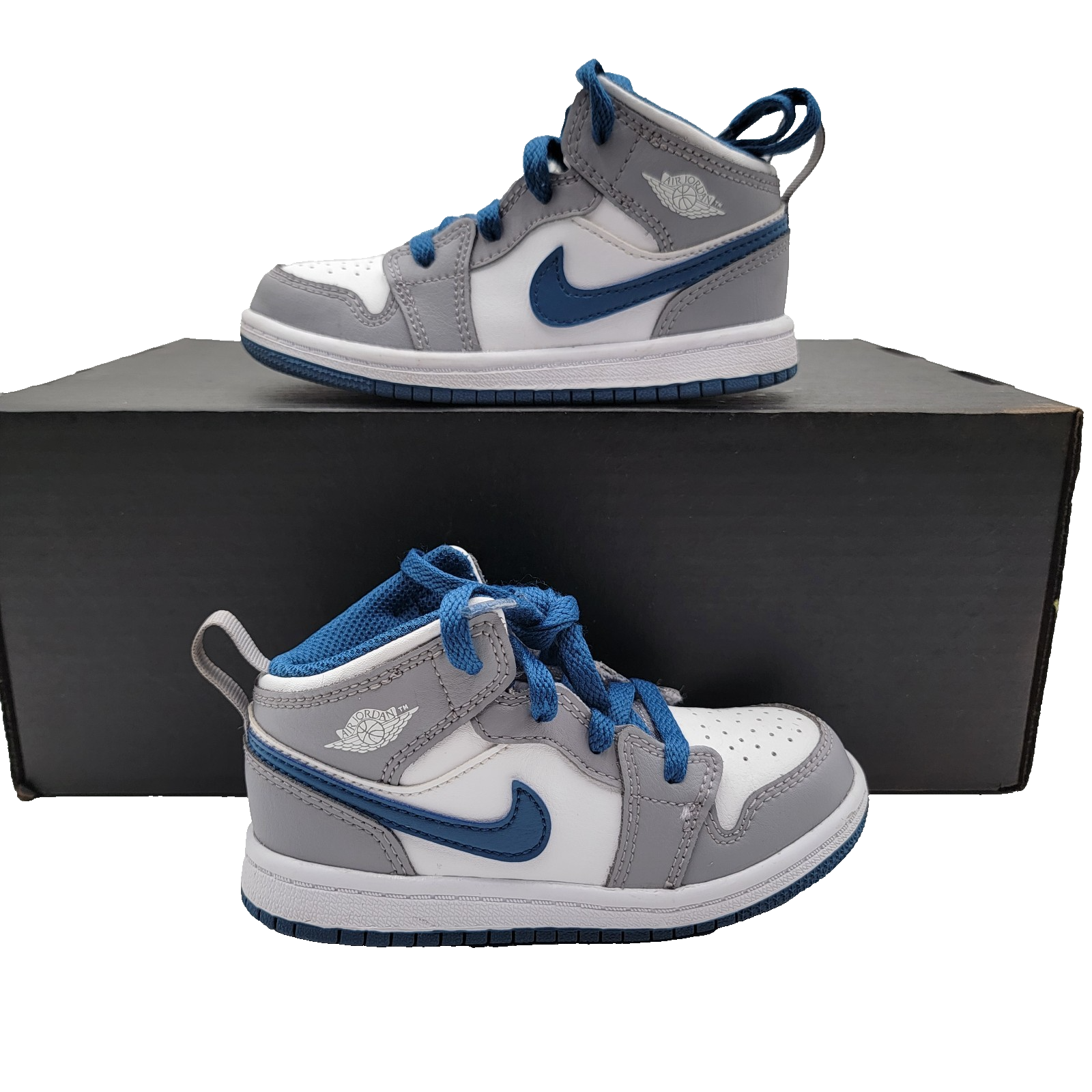 Nike Air Jordan 1 Mid TD 'Cement True Blue' Sz 9C Preowned DQ8425014