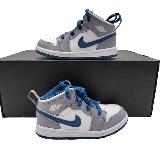 Nike Air Jordan 1 Mid TD 'Cement True Blue' Sz 9C Preowned DQ8425014
